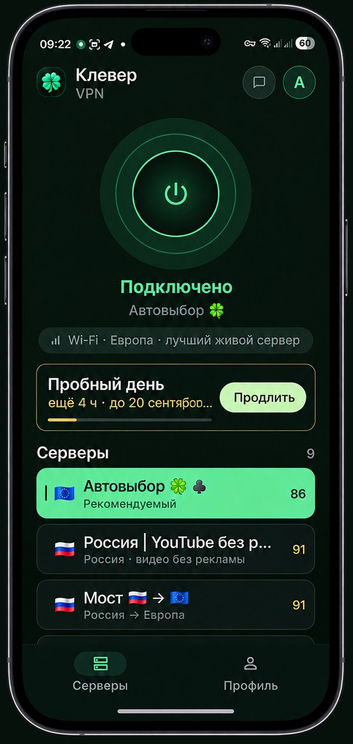 Подключённое приложение Клевер VPN